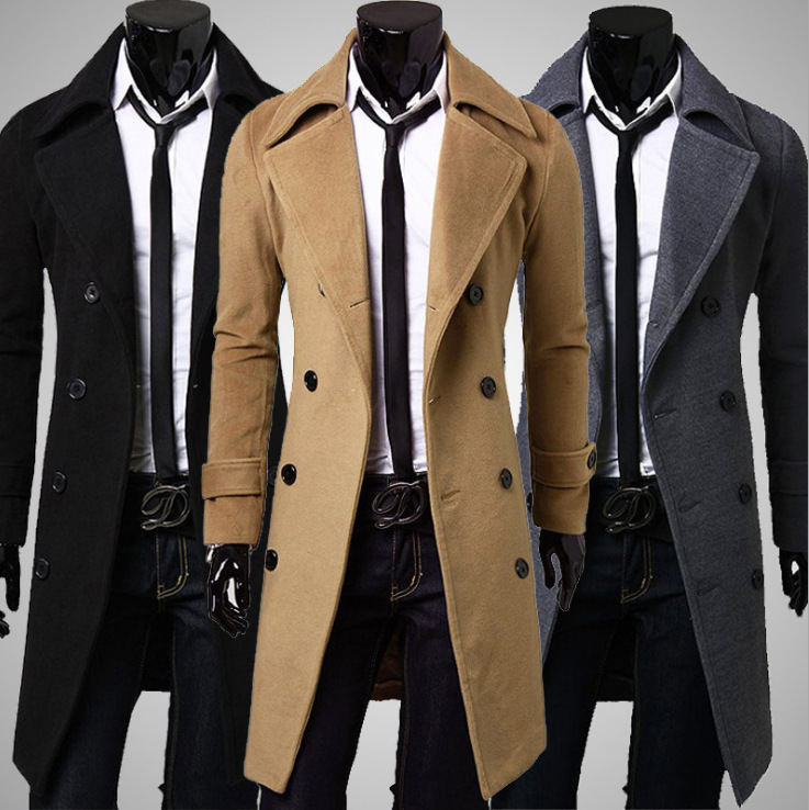 Autumn And Winter Long Men's Woolen Coat