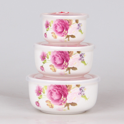 Mickey Microwave Oven ceramics Fresh Bowl Three-piece Suite seal up With cover A bowl of instant noodles Lunch box suit Bento Box