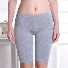 純色莫代爾平角打底褲 彈性透氣提臀五分褲 中腰女士防走光安全褲