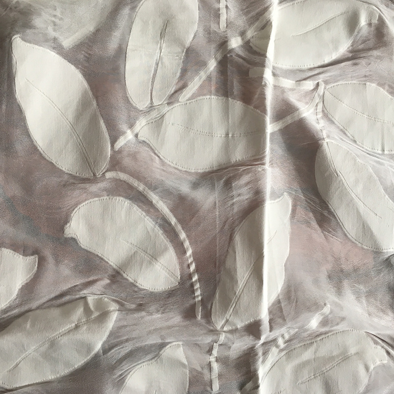 真丝丝棉剪花布料  桑蚕丝棉剪花服装面料 丝棉剪花材质定 制批发