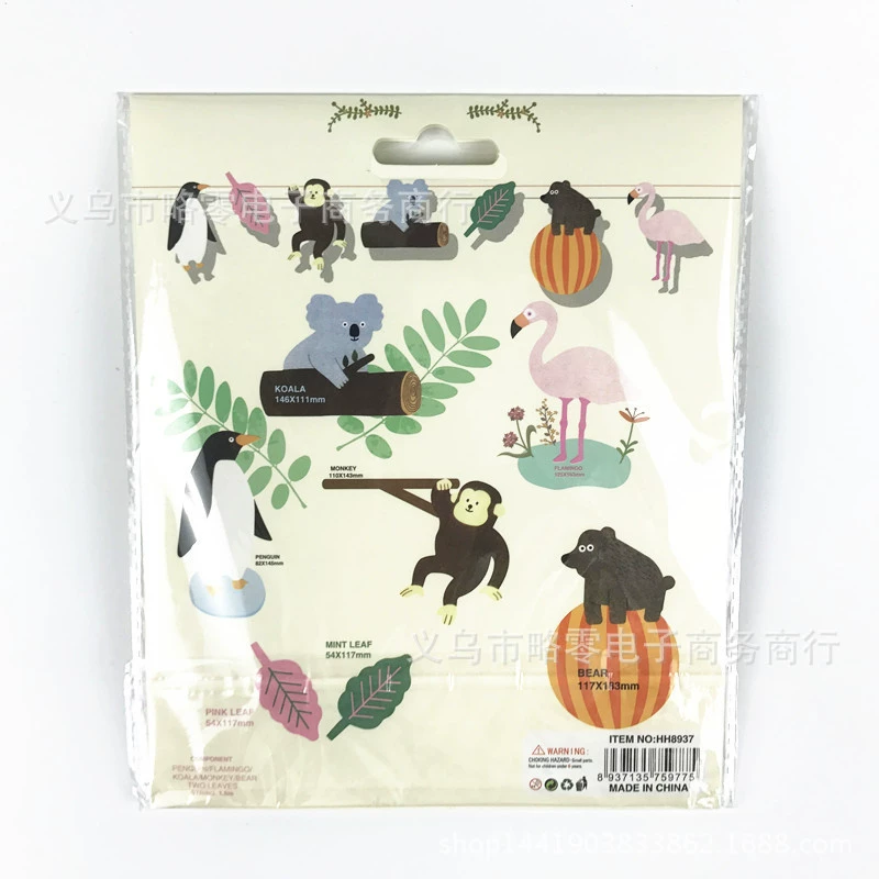 Wholesale Shengjie Party Products Card Paper Labs Ribbon Dress Cartoon Herbal Rain Forest Animal Pulling Flag