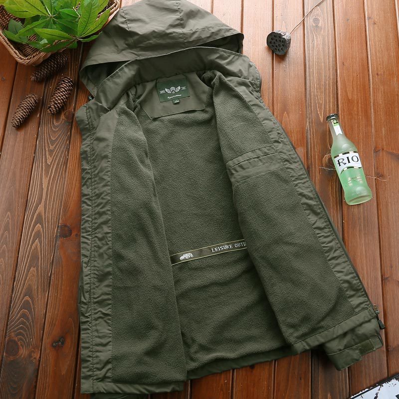 1261C絨裏布夾克男士春秋薄款大碼休閑外套中年戶外防水衣服公版