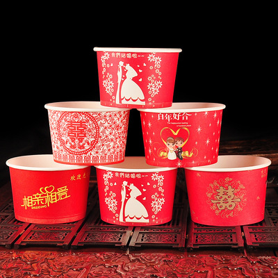 Manufactor Direct selling Festive supplies Chinese style wedding Wedding banquet marry Paper bowl Wedding celebration Paper bowl Wedding celebration disposable Hi Bowl