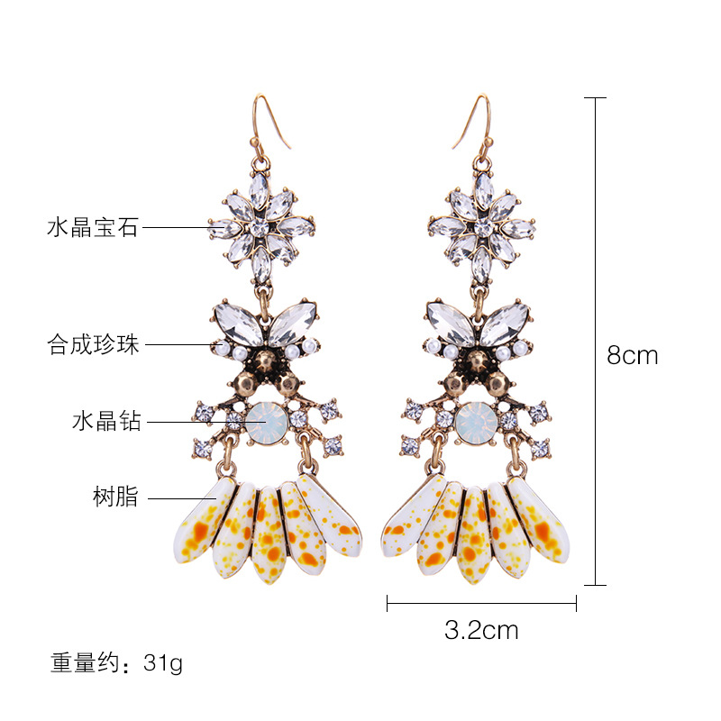 Qingdao Schmuck Großhandel Europäische Und Amerikanische Retro-accessoires Fabrik Direkt Vertrieb Damen Lange Hohle Diamant Ohrringe Ohrringe display picture 11