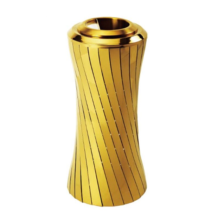 Manufacturers selling large wholesale titanium stainless steel ash bucket high-end hotel indoor trash can