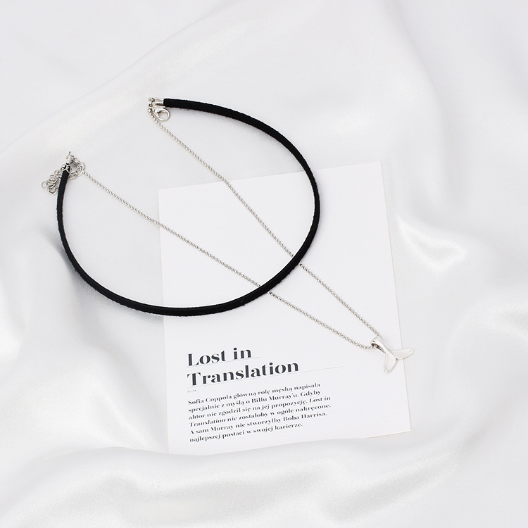 6g Weight Necklace Classification Wedding, Travel Occasion Women'S Gender Silver Color Korean Velvet Multilayer Fish Tail Creative Choker Mermaid Tail Short Necklace 4