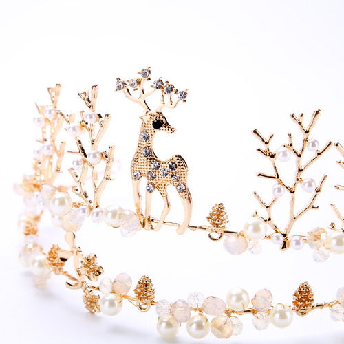 Hairpin hair clip hair accessories for women headdress welding deer crown Gold Animal crown wedding dress accessories crown hair accessories