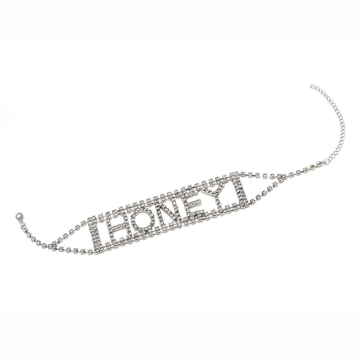 Punk Exaggerated Super Flash Necklace With Diamonds Lettering Thin Necklace Wholesale display picture 9