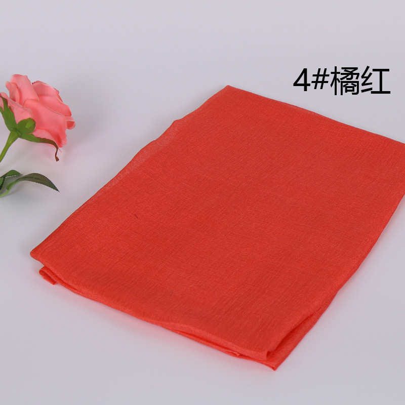 #4橘红 (1) -棉麻围巾批发 披肩头巾多用途