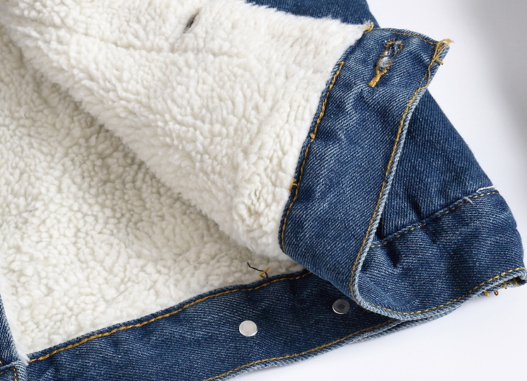 Men's Clothing Winter large size version of the denim jacket men's thickened jacket lambskin fleece plush motorcycle top_voghion.com