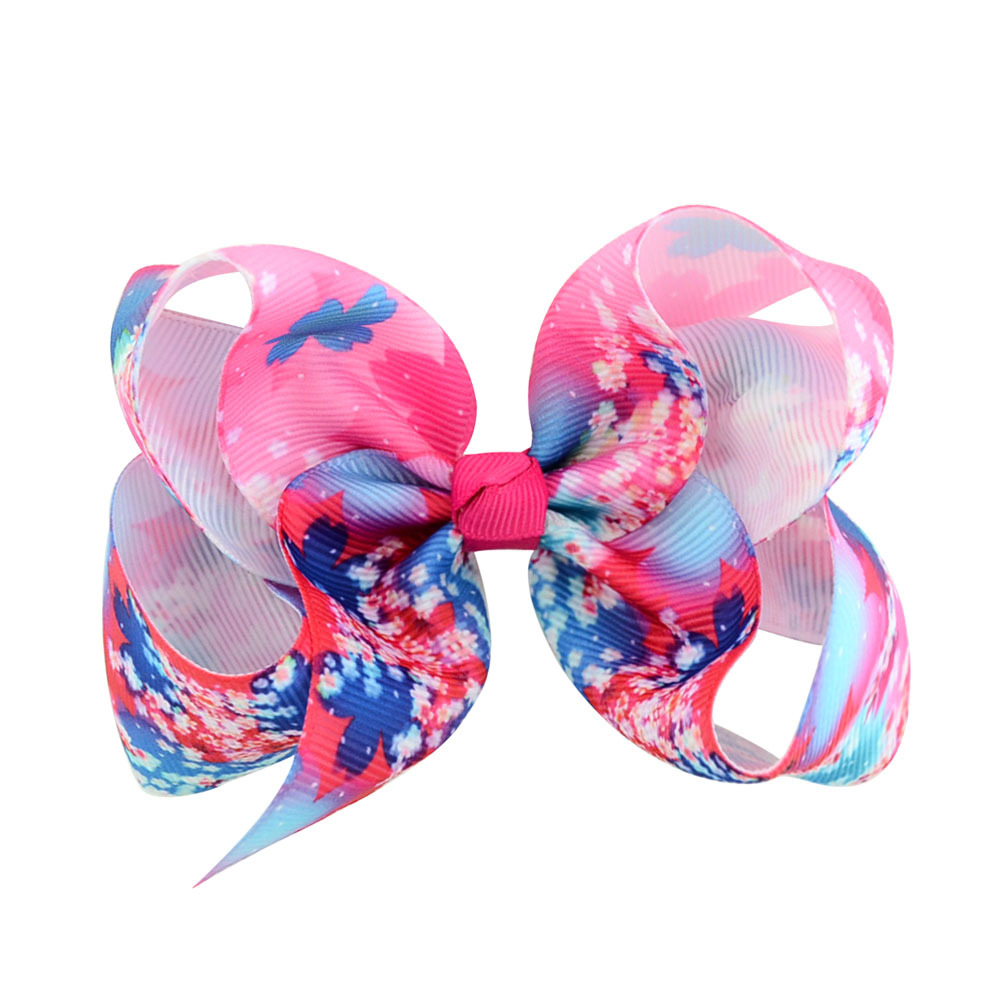 Children's Peony Print Ribbon Bow Hairpin Set display picture 6