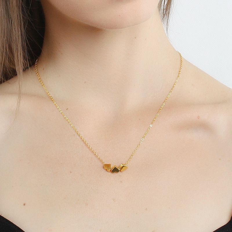 fashion glossy love electroplating color gold rose necklace