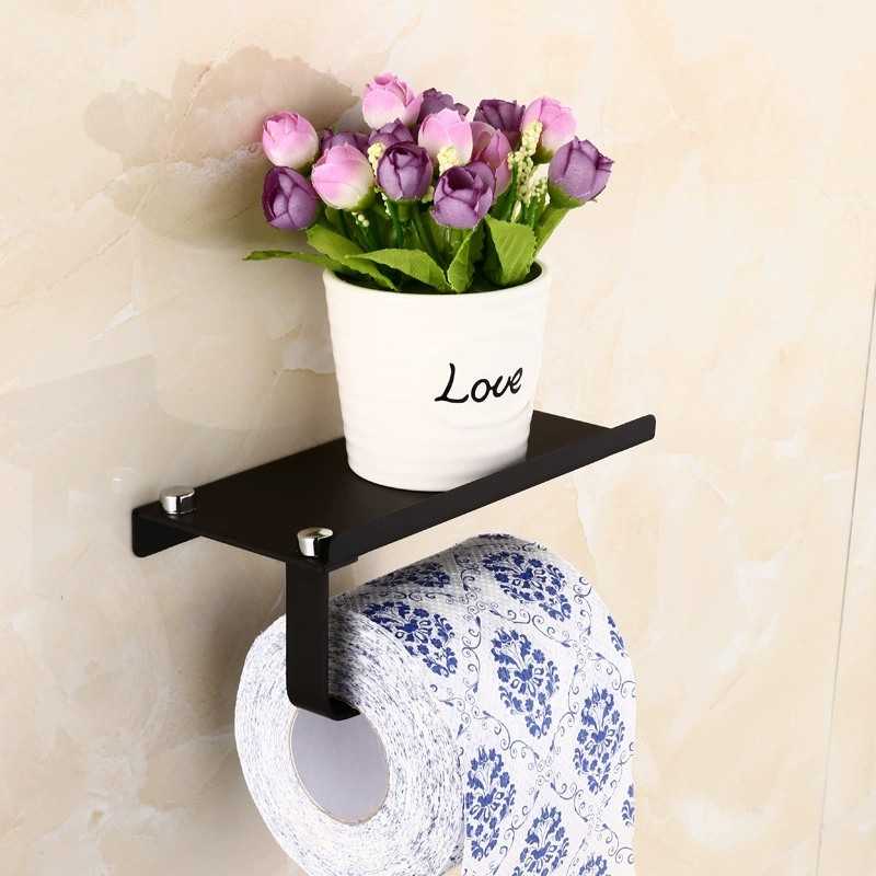 Toilet Paper Holder (SEREEY) 304 Stainless Steel with Shelf — Covered Towel Dispenser, Wall Mount