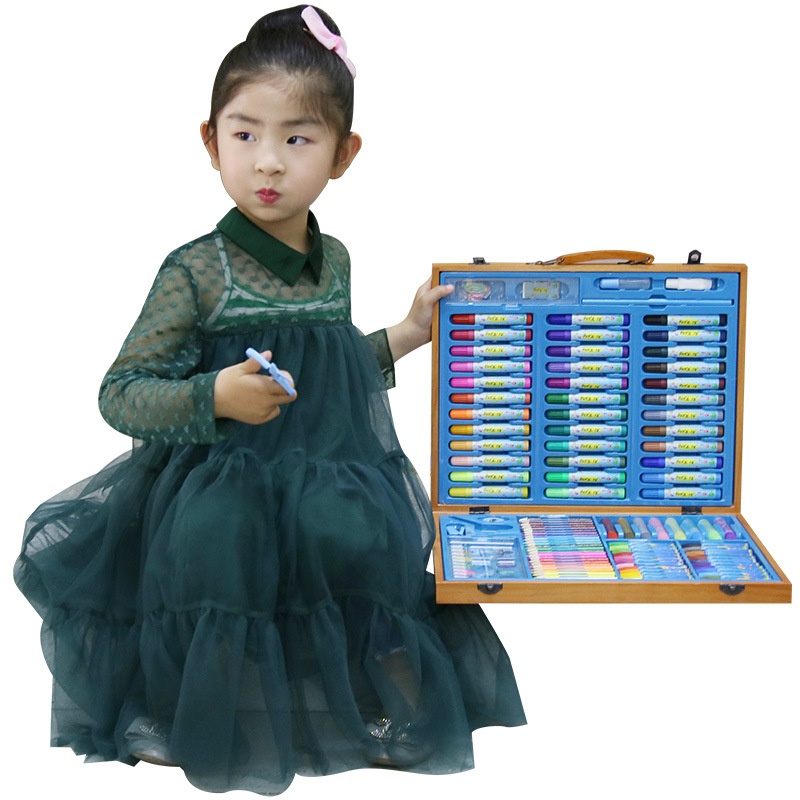 134件绘画套装美术用品水彩笔蜡笔油画棒送儿童培训智力开发礼物