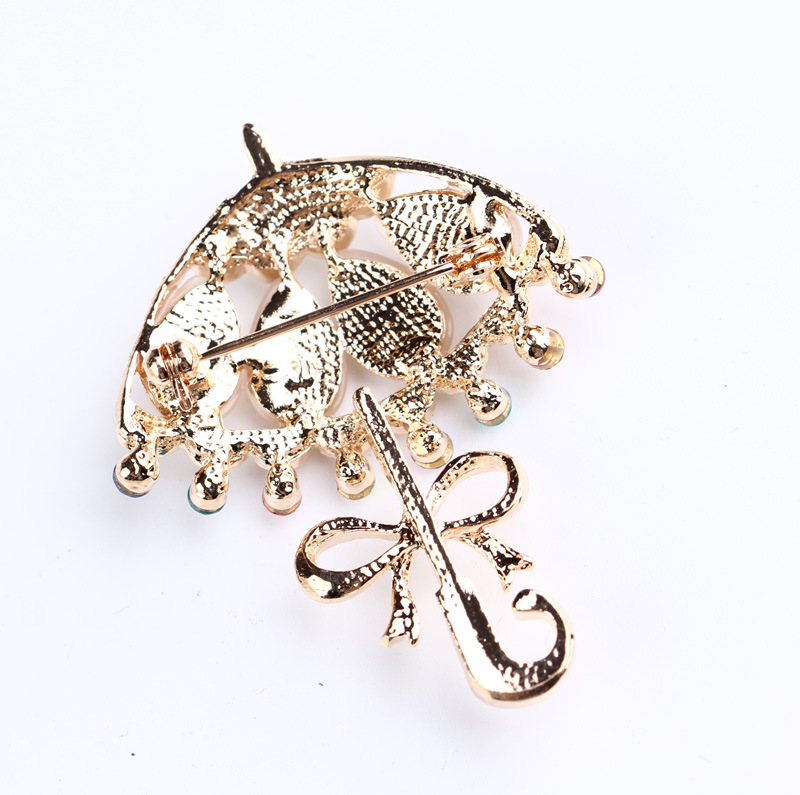 Korean fashion diamant katzenauge persönlichkeit kleine blume regenschirm corsage regenschirm pin kleine frische kleidung brosche_voghion.com