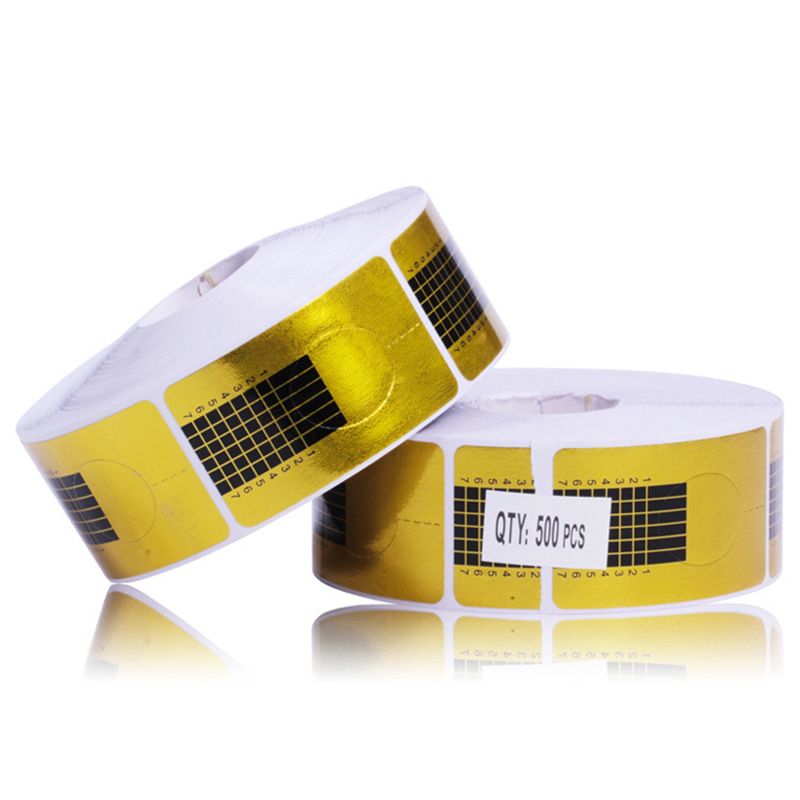 Herramientas de uñas 100/500 piezas titular de papel de uñas rectángulo dorado titular de papel de extensión de uñas