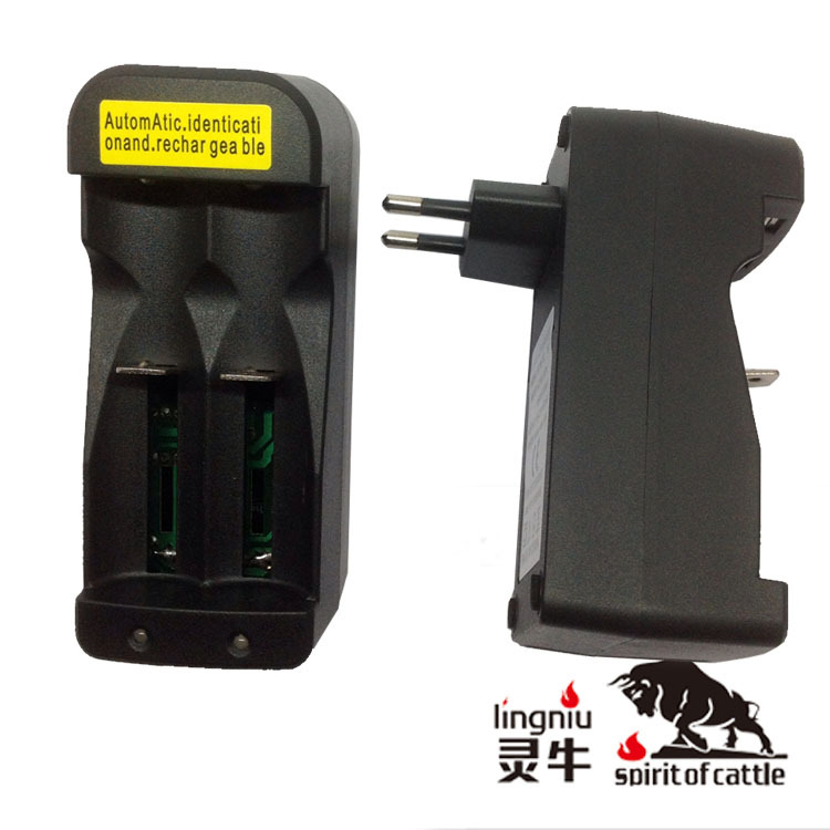 欧规 18650双槽充  RCR123A多功能电池充电器 正负极智能识别