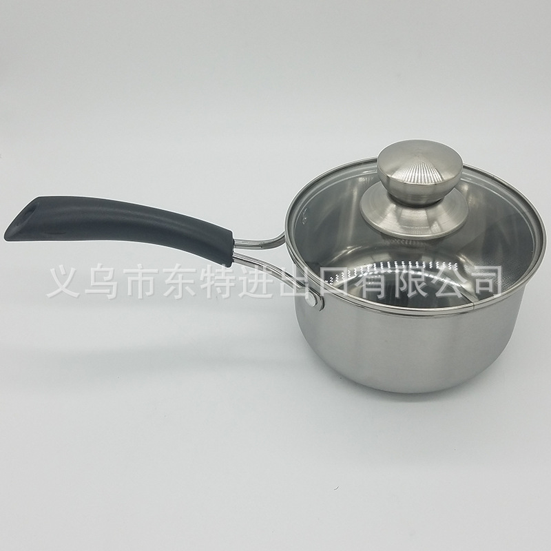 Factory direct sales of stainless steel milk pot single-handle milk pot three-piece set 16/18/20 household noodle pot gift set pot detail image 6