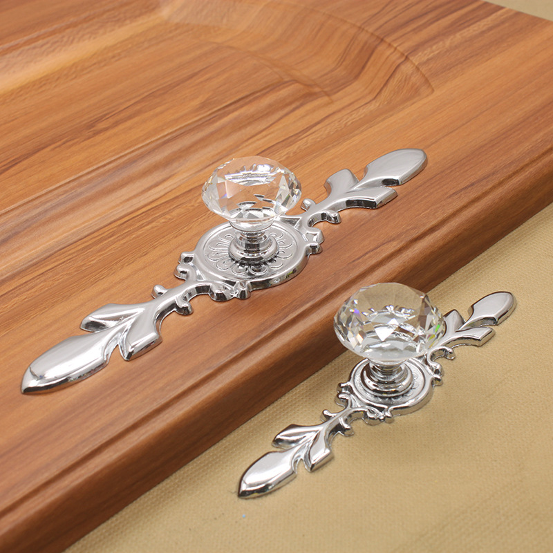 Manija de cristal estilo europeo moderno minimalista armario puerta del gabinete solo agujero plata manija inferior nueva fábrica de Ventas Directas