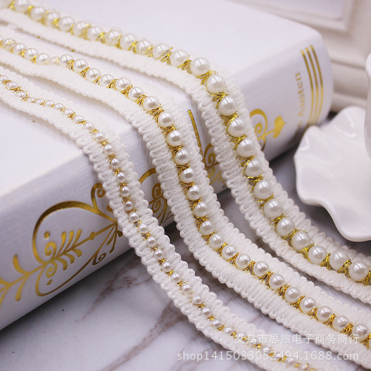 2.5cm golden silk pearl weaving lace DIY clothing auxiliary home…
