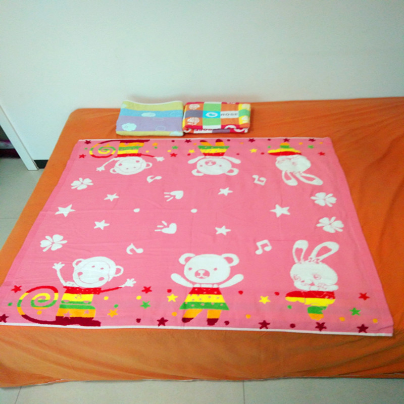 纱布竹纤维提花童被四层32股高密纯棉柔软吸汗婴儿浴巾宝宝盖毯空