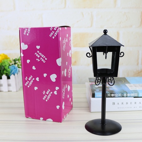8135 street lamp kiosk candle holder, iron art wedding creative home crafts, European pastoral glass decorative wind lamp