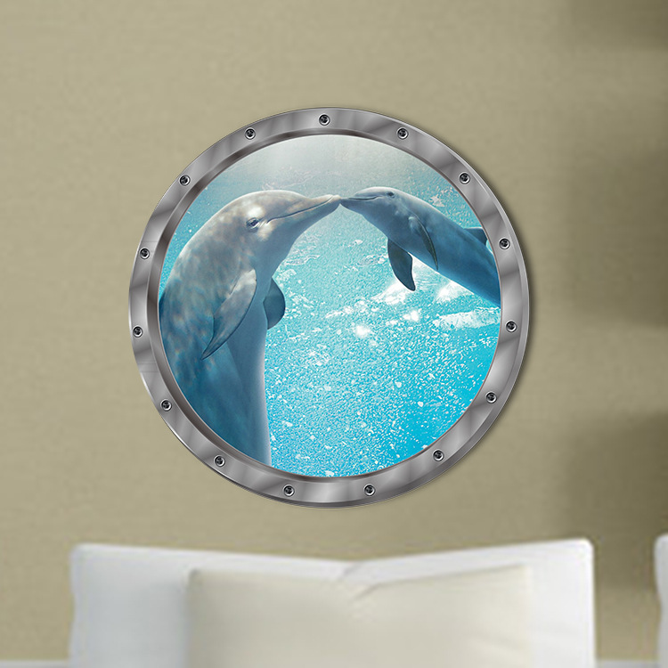 3D新款自粘贴纸批发MT1259海豚洗衣机冰箱装饰墙贴PVC马桶贴