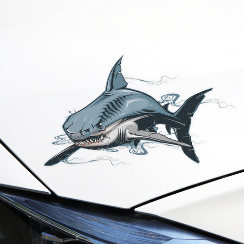 New Horror Shark Bear Scratch Proof Sticker Transparent Corner Shark Car Decal Wholesale
