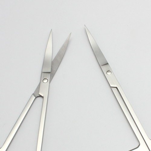 Stainless steel eyebrow scissors, long A scissors, 11.6cm, all steel elbow scissors, double eyelid sticker beauty scissors