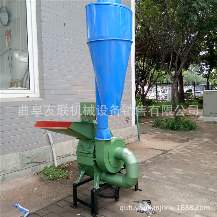 自喂料秸秆粉碎机 沙克龙除尘稻草打草机 沙克龙饲料粉碎机02