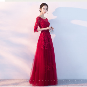  spring new banquet evening dress woman dress and dress red Bridal Gown