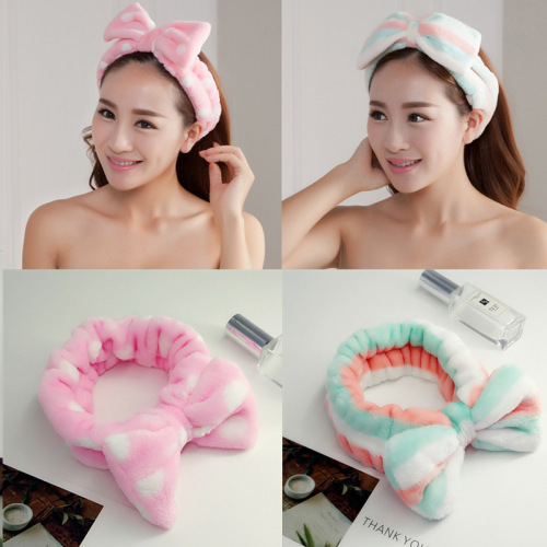 2pcs plush Bowknot hairband Korean style fancy headband Sports Yoga fitness Makeup Headband Hair Accessories