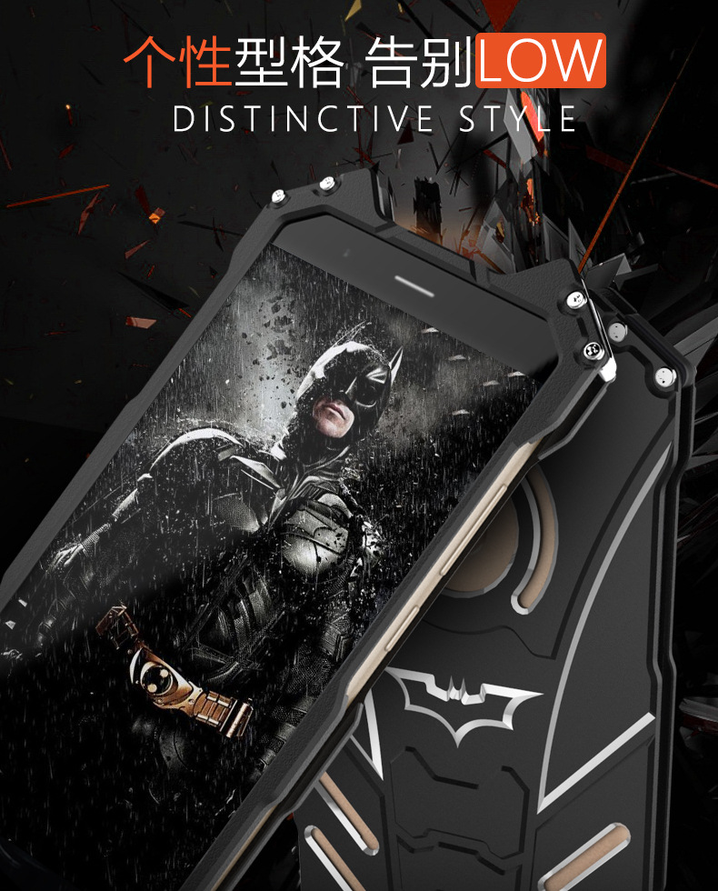 R-Just Batman Shockproof Aluminum Shell Metal Case with Custom Batarang Stent for Huawei Honor V9