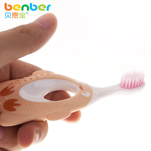 Bainbao toothbrush soft-bristle children's toothbrush cartoon baby training infant 1-2-3-6 years old handle brush 7534