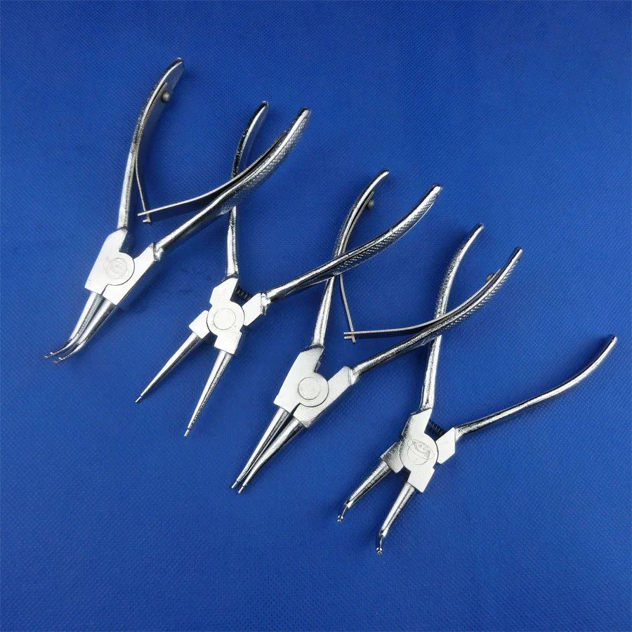 Клещи для стопорных колец Ningqiao Клещи для стопорных колец внутренний и внешний зажимной вал гибочный вал прямое отверстие гибочное отверстие прямой 6 дюймов плоскогубцы для стопорных колец