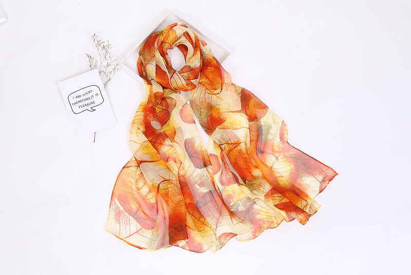 Color Block, Flower Pattern Summer, Spring Season Women's Elegant Color Block Flower Georgette Silk Scarves