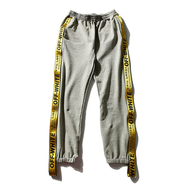 New Arrival Harajuku Style Yellow-rimmed Alphabet Sticker Strip Nipped Pants Women's Loose Sports Harem Pants