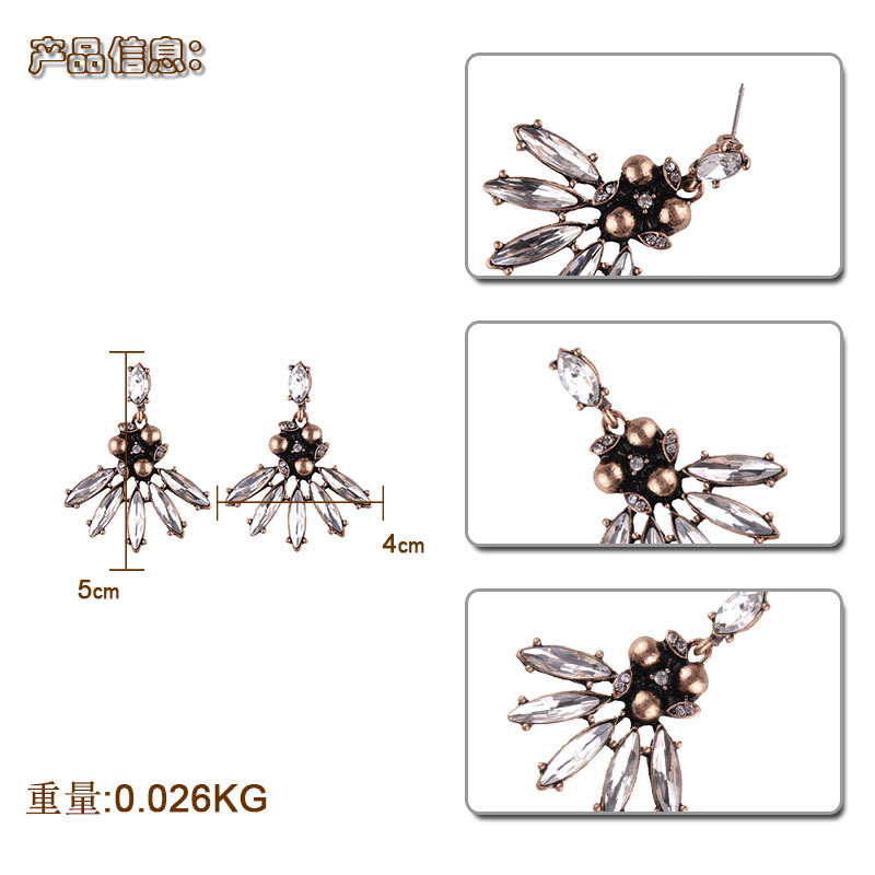 Retro alloy Inlaid with zircon earring (Silver black)NHJQ9290-Silver black