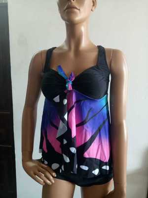 2017新款泳衣 欧美印花分体游泳衣 大码蝴蝶泳装bijini|ru