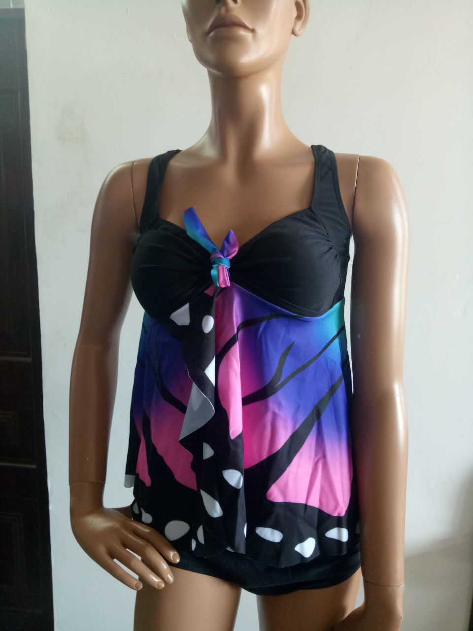 2017新款泳衣 欧美印花分体游泳衣 大码蝴蝶泳装bijini|ru