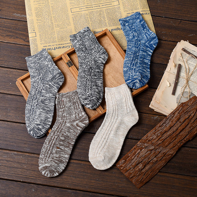 2020四季複古民族風男士襪子粗針中筒款男全棉襪子吸汗防臭透氣