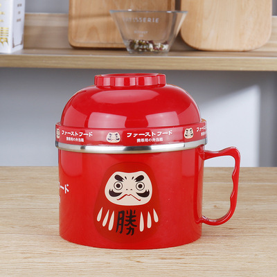 Japanese lunch box 304 Stainless steel Snack cup Multifunctional Cup Bowl set student Bento Box With cover A bowl of instant noodles