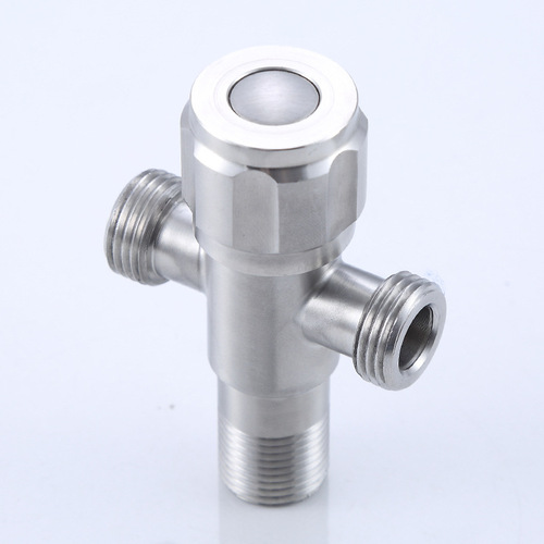 Water heater three-way valve 304 stainless steel hot and cold one inlet two outlets high standard 4/2 double outlet toilet washing machine angle valve