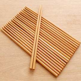 厂家直销无蜡无漆竹制长筷子家庭装10双家用竹筷餐具碳化筷子套装