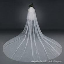 新娘结婚头纱加宽拖尾头纱影楼写真旅拍素纱3米4米5米长裸纱+插梳