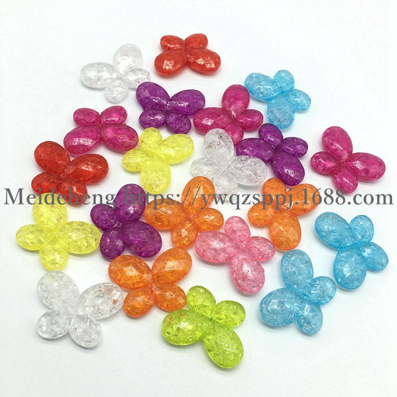 Alibaba hot-selling cracked acrylic straight hole beads diy handcrafted beaded necklace accessories Butterfly style material factory wholesale detail image 7