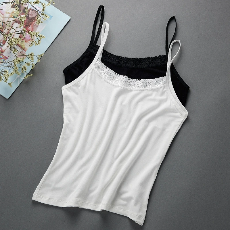 Slim-fit Tank Top, One Size, Short Body-friendly Camisole with Lifting Effect, White/Black