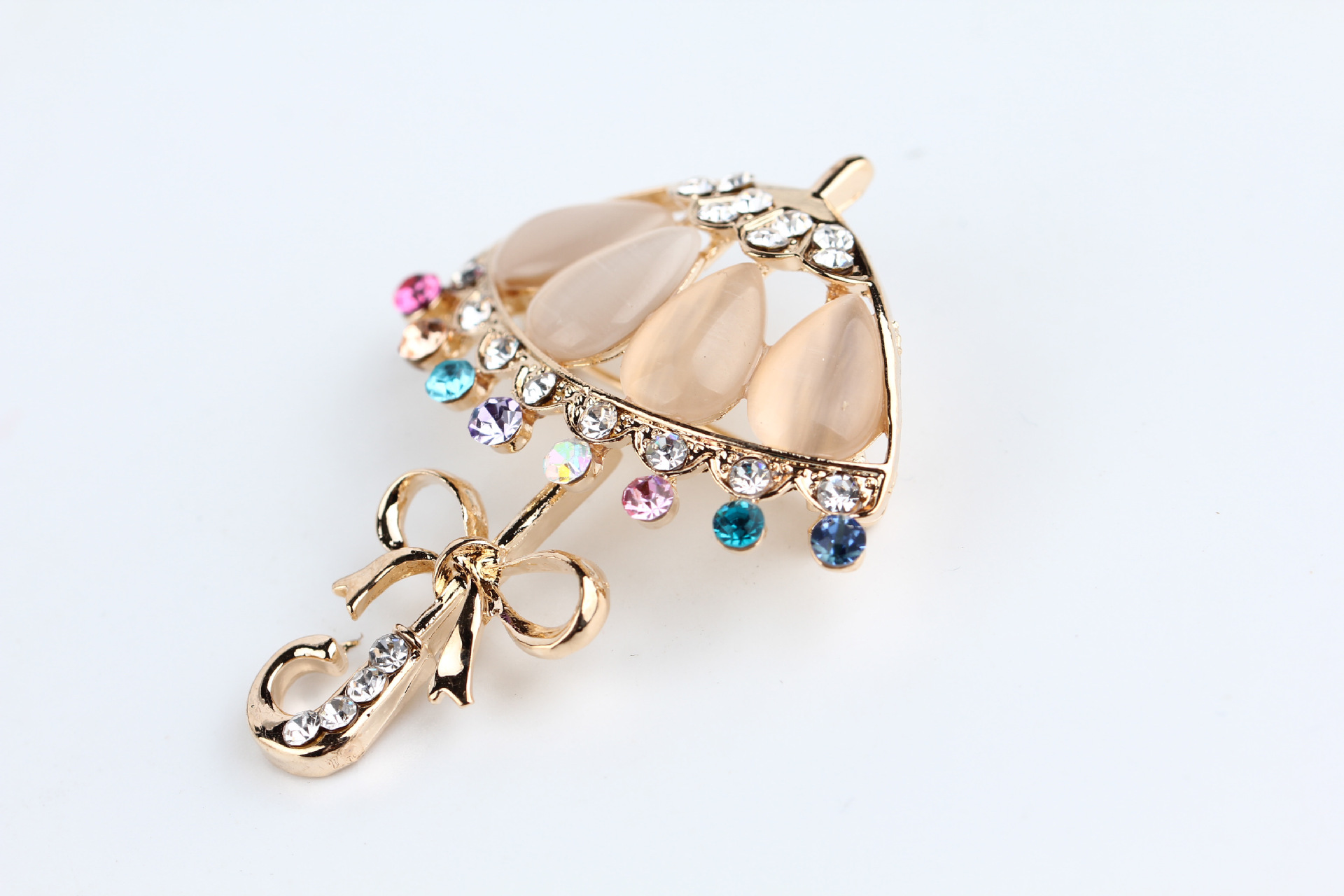 Korean fashion diamant katzenauge persönlichkeit kleine blume regenschirm corsage regenschirm pin kleine frische kleidung brosche_voghion.com