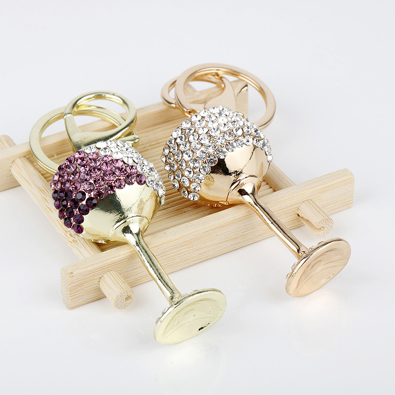 Elegant Lady Wine Glass Alloy Diamond Women's Bag Pendant Keychain display picture 3
