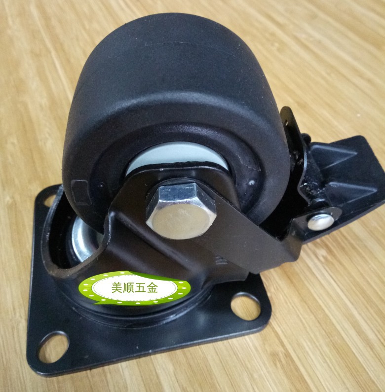 生产厂家直供美顺3寸重载600KGS低重芯日式尼龙万向带刹车脚轮